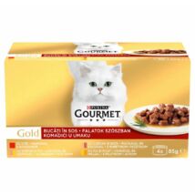 Gourmet Gold felnőtt teljes értékű konzerv macskáknak, falatok szószban (4x85 g) - 340 g