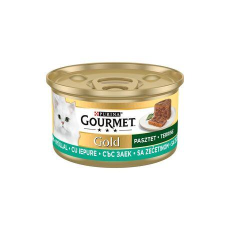 GOURMET GOLD Terrine Nyúllal nedves macskaeledel 85g