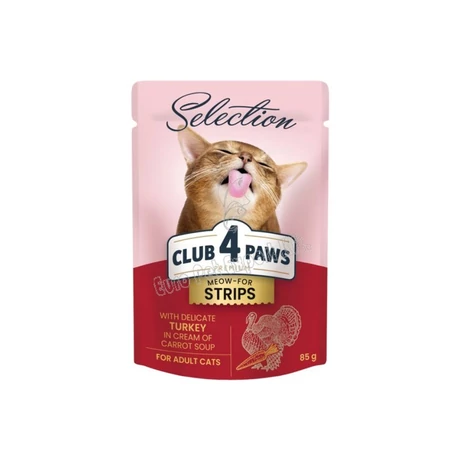 CLUB4PAWS CAT aluatasakos eledel  85 g pulykacsíkokkal-répás