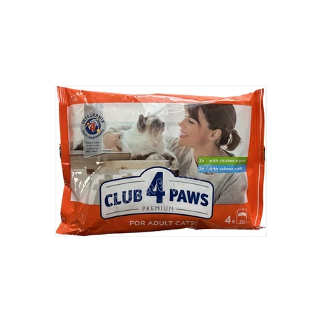 Club4paws  nedves eledel macskáknak csirke-lazac 4*85 g