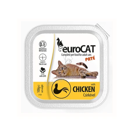 Euro Cat alutálkás nedves macskaeledel 100 g csirkés pástétom