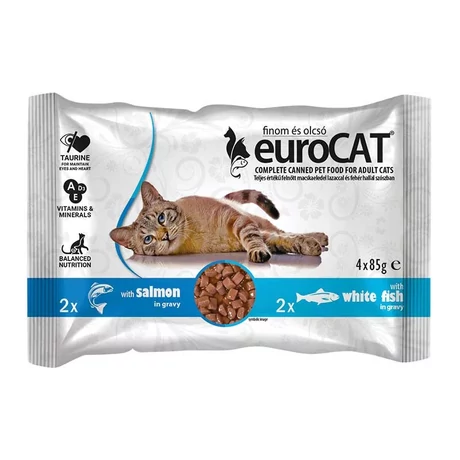 EURO CAT POUCH SZÓSZBAN DUO 4X85G LAZAC-FEHÉRHAL