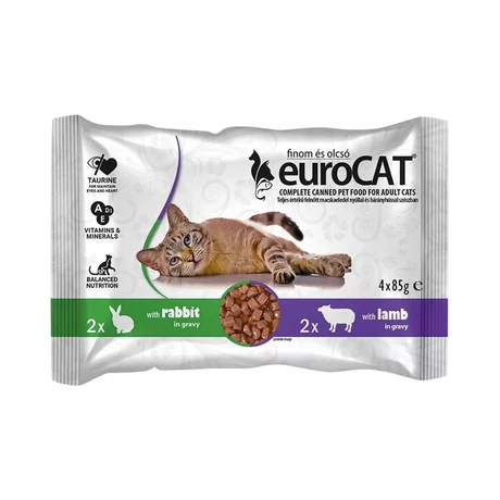 EURO CAT POUCH SZÓSZBAN DUO 4X85G NYÚL-BÁRÁNY