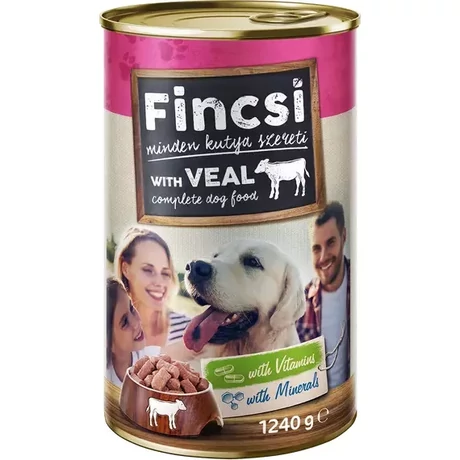 Fincsi konzerv kutyáknak borjú 1240 g