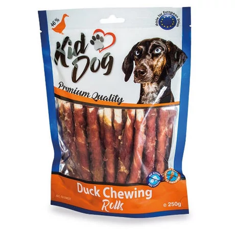 KidDog Mixed Chewing Rolls - jutalomfalat (kacsa, bivalybőr) kutyák részére (250g), 8mm, 12cm