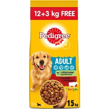 Pedigree Adult száraztáp marhával és zöldségekkel 12+3 kg