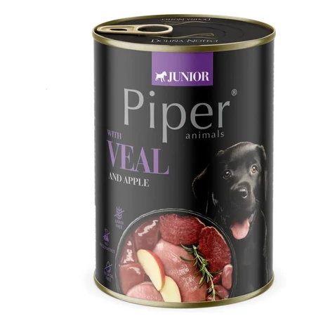 Piper Junior konzerv kölyökkutyáknak, borjúhússal és almával  400g