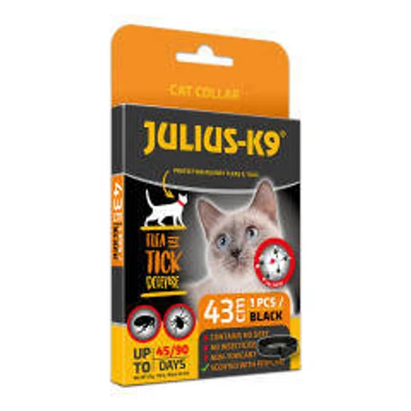 Julius K-9 Cat Collar – Bolha-, kullancs riasztó (fekete) nyakörv macskák részére (43cm)