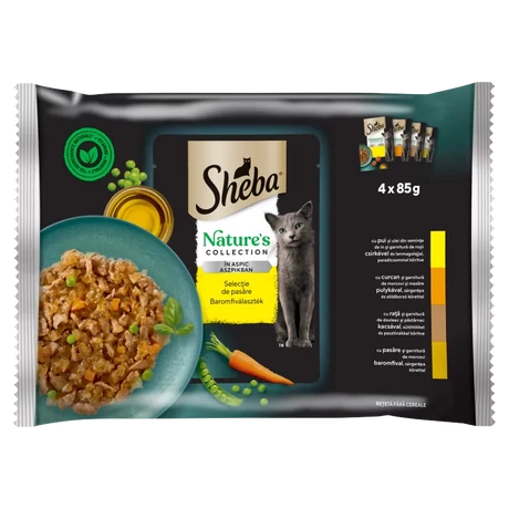 Sheba Nature's Collection Baromfiválaszték teljes értékű nedves eledel felnőtt macskáknak 4 x 85 g 